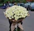 Букет из 101 белой розы 70см