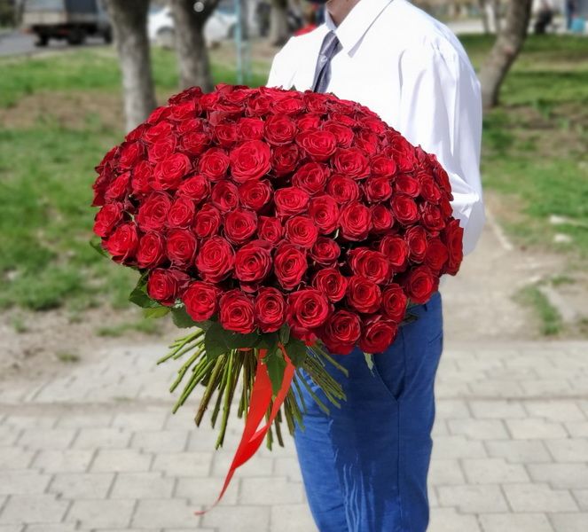 101  Красная роза 50см