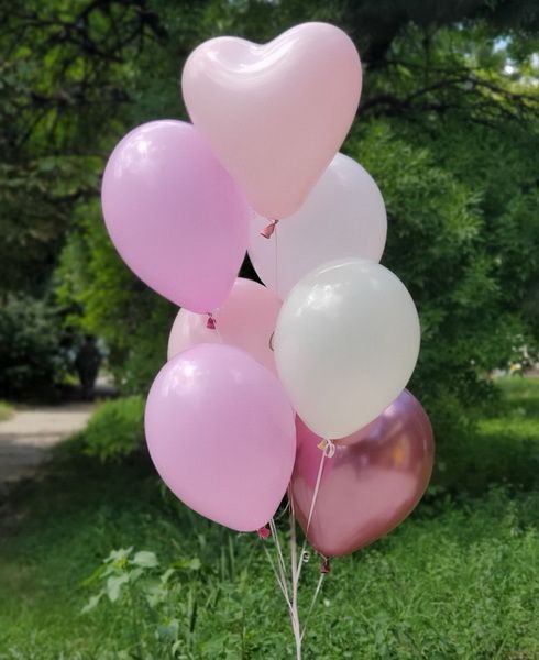Фонтан из 7 шаров в розовом цвете