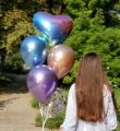 Фонтан из 5 шаров с радужным сердцем
