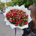 Букет из 101 бордового пиона