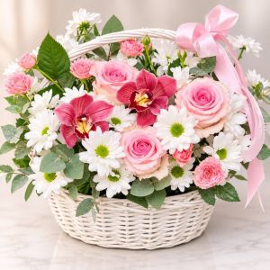 Корзина «Орхидея в жемчуге»
