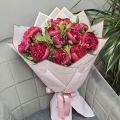 Букет из 15 бордовых пионов